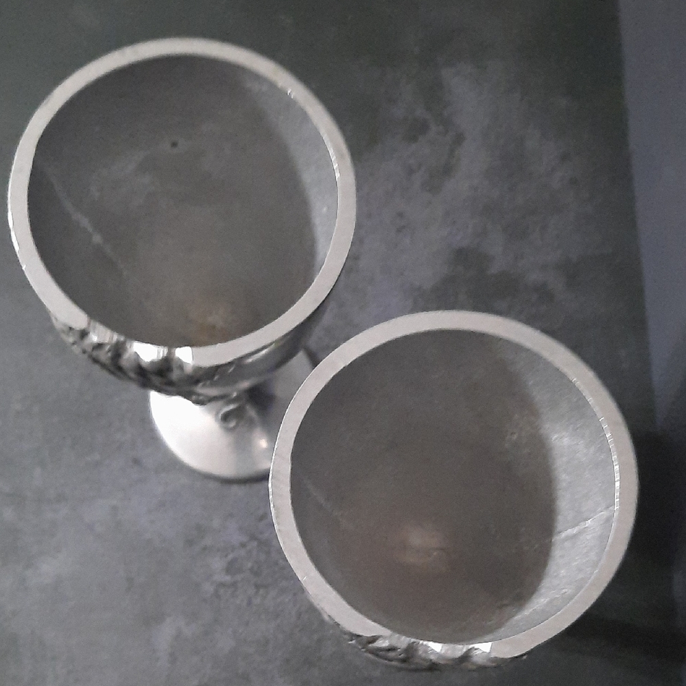 Decorative Grape Goblet Set - Silver Finish - Picture 3 of 7